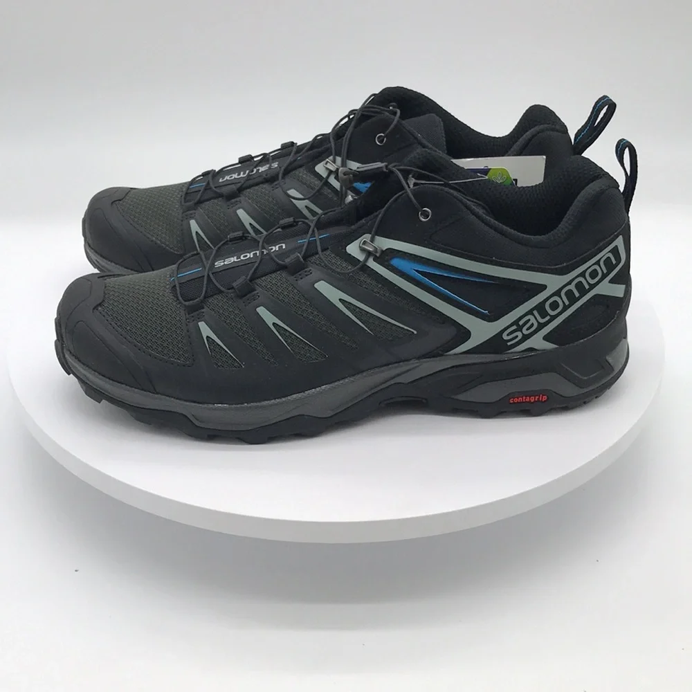 Salomon mens Black and Blue Hiking Shoes size 12.5 US